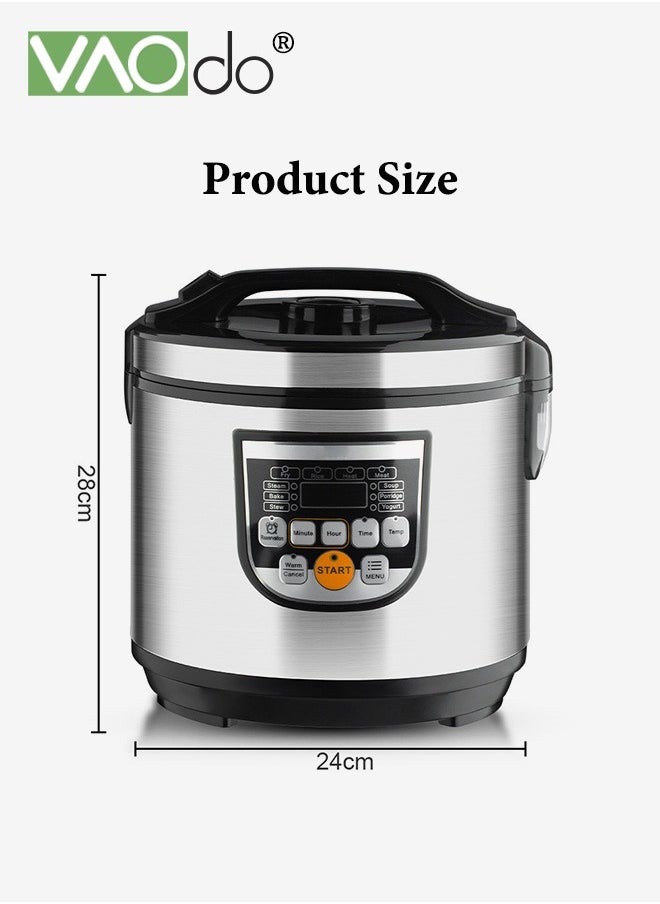 5L Digital Rice Cooker with Steamer 800W Slow Cooker Pot  with 10 Smart Cooking Modes