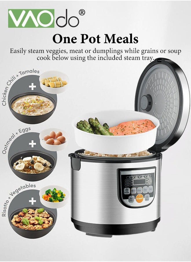 5L Digital Rice Cooker with Steamer 800W Slow Cooker Pot  with 10 Smart Cooking Modes