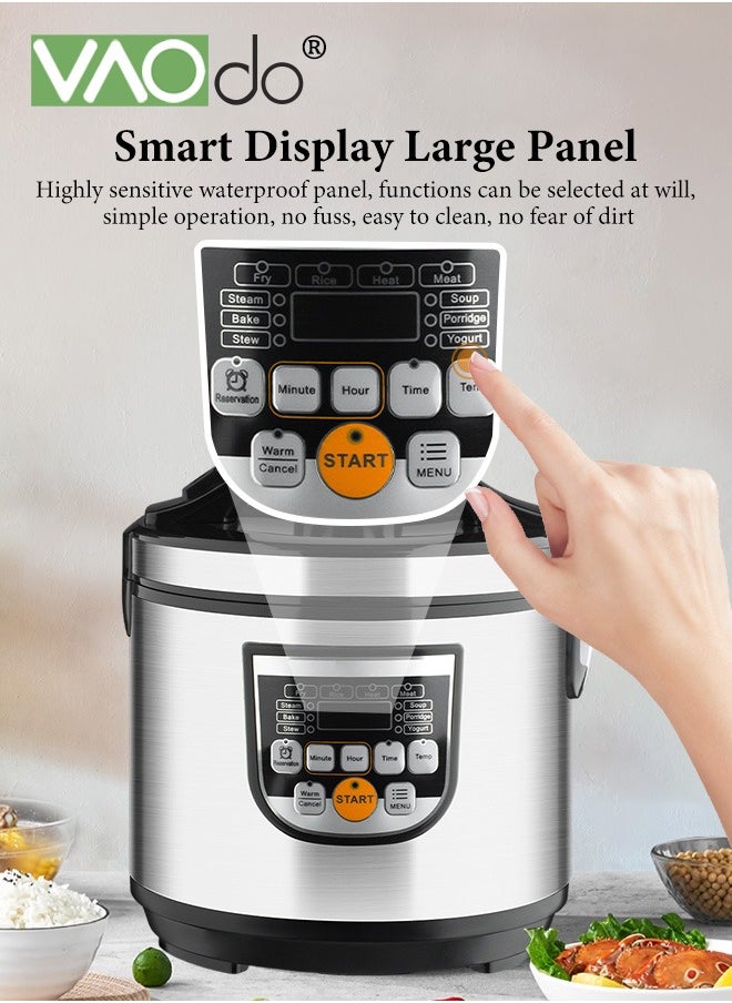 5L Digital Rice Cooker with Steamer 800W Slow Cooker Pot  with 10 Smart Cooking Modes