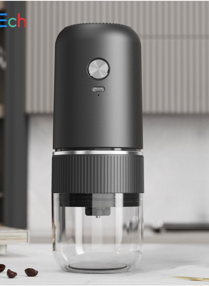 Electric Coffee Grinder, Rechargeable Automatic Coffee grinder with 25g Capacity,Coarseness Adjustable Conical Burr Coffee Grinder with Crank for Travel, Camping, Office, Espresso, Pour Over, etc