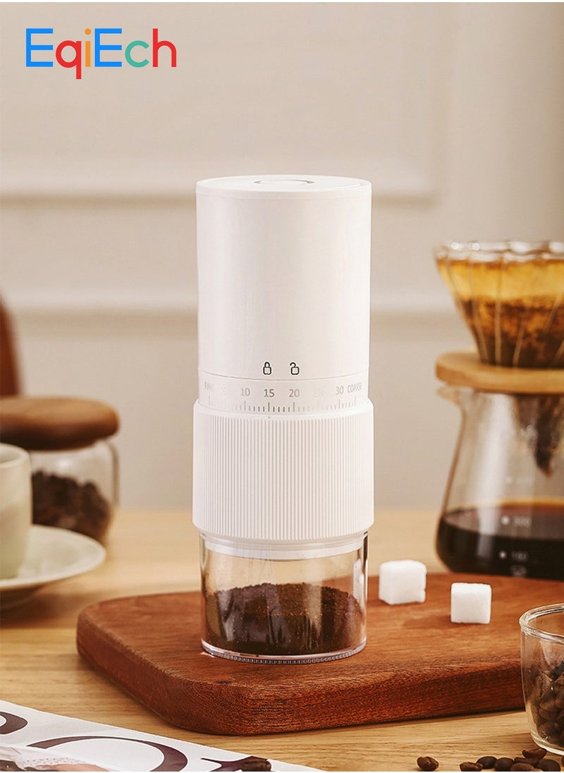 Electric Coffee Grinder with 30 External Adjustable Settings, Rechargeable Automatic Coffee grinder with 25g Capacity,Conical Burr Coffee Grinder with Crank for Travel, Camping, Office, Espresso, Pour Over, etc