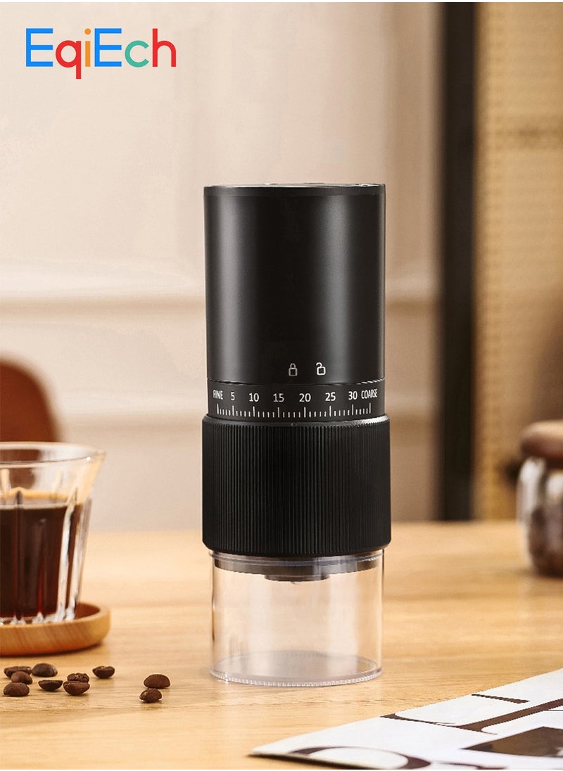 Electric Coffee Grinder with 30 External Adjustable Settings, Rechargeable Automatic Coffee grinder with 25g Capacity,Conical Burr Coffee Grinder with Crank for Travel, Camping, Office, Espresso, Pour Over, etc