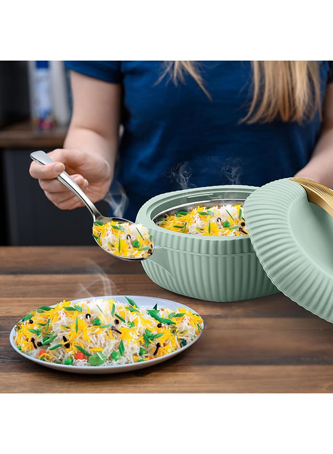 3-Piece Casserole Set (455ml, 860ml, 1.27L) Double-Walled Hotpot with PU Insulation & Stainless Steel Inner, Keeps Food Hot/Cold, Perfect for Serving Chapati, Roti - Oyster Jr - Light Green Light Green
