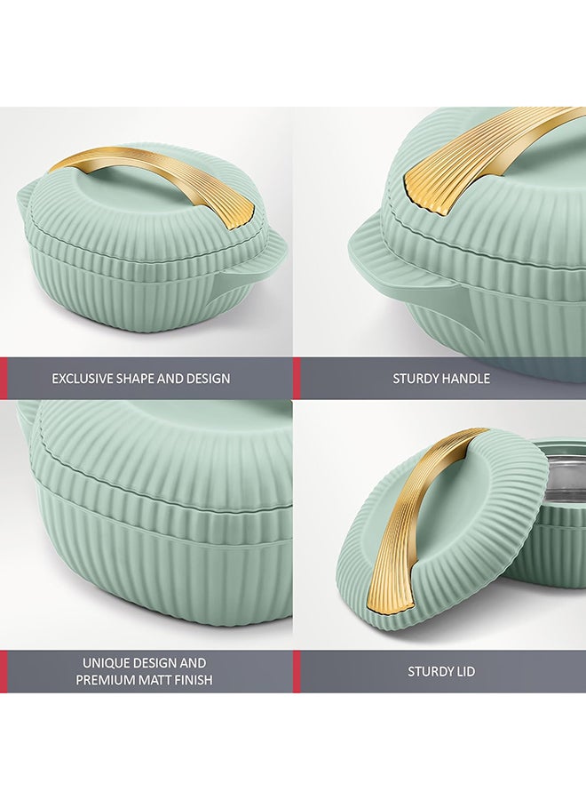 3-Piece Casserole Set (455ml, 860ml, 1.27L) Double-Walled Hotpot with PU Insulation & Stainless Steel Inner, Keeps Food Hot/Cold, Perfect for Serving Chapati, Roti - Oyster Jr - Light Green Light Green