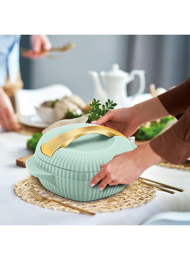 3-Piece Casserole Set (455ml, 860ml, 1.27L) Double-Walled Hotpot with PU Insulation & Stainless Steel Inner, Keeps Food Hot/Cold, Perfect for Serving Chapati, Roti - Oyster Jr - Light Green Light Green