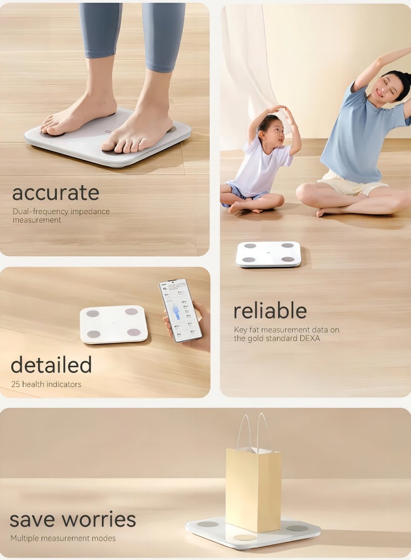 Xiaomi Body Composition Smart Scale S400 13 Body Metrics, High-Precision BIA Sensors, Bluetooth Sync, Auto User Recognition, LED Display, Tempered Glass, Pregnancy Mode, 150kg Capacity – White