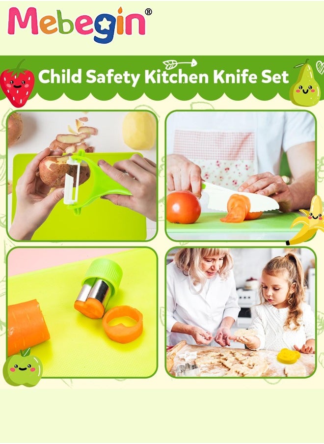 23 Pcs Safe Knife Kid Toddler Kitchen Set for Real Cooking,include Cutting Board Crinkle Cutters Cleaning Tools Apron,Montessori Kitchen Tool Toy for Girl Boy, Educational Gifts for Birthday Party