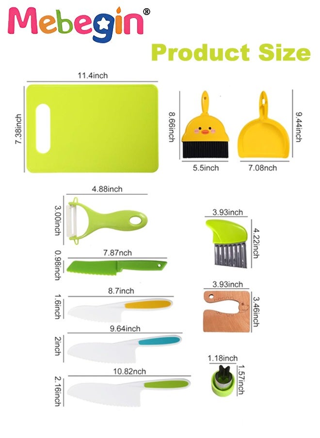 23 Pcs Safe Knife Kid Toddler Kitchen Set for Real Cooking,include Cutting Board Crinkle Cutters Cleaning Tools Apron,Montessori Kitchen Tool Toy for Girl Boy, Educational Gifts for Birthday Party