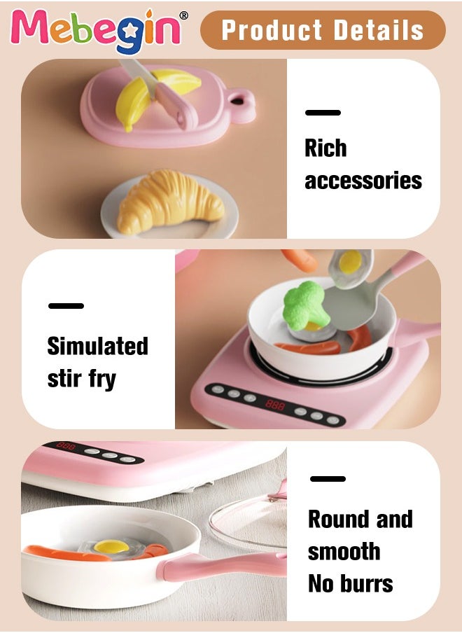 23PCS Kitchen Playset, Pretend Cooking Toy Set with Rich Accessories, Realistic Induction Cooker Toy with Sounds, Creative Kitchen Toy, Early Education Toys, Ideal Gift for Kids