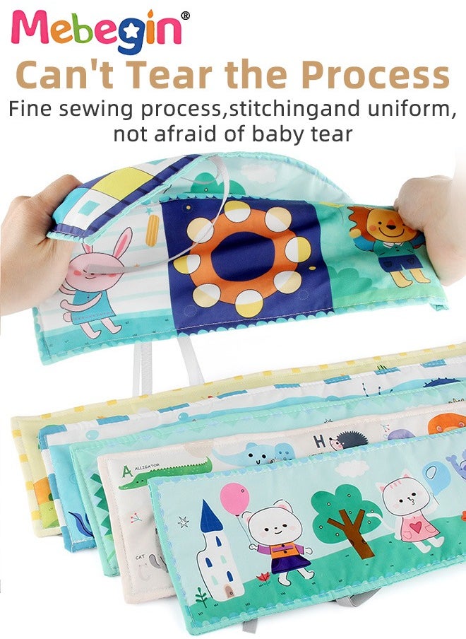 5PCS Baby Cloth Books with Strings and Sounds, Nontoxic Washable Cloth Books with Multiple Themes, Creative Sensory Toys, Colorful Early Education Toys, Suitable for Baby's Crib