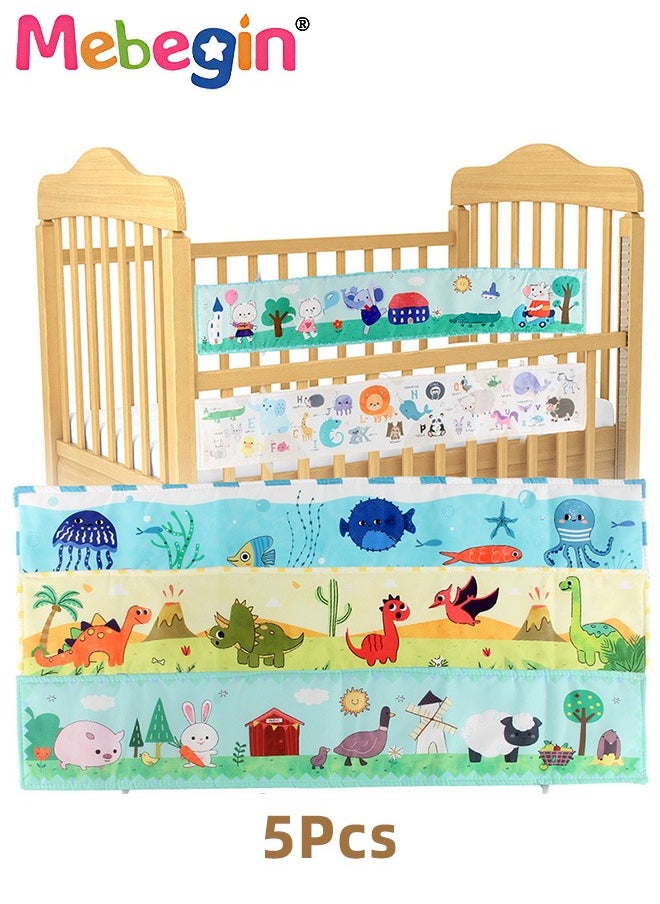 5PCS Baby Cloth Books with Strings and Sounds, Nontoxic Washable Cloth Books with Multiple Themes, Creative Sensory Toys, Colorful Early Education Toys, Suitable for Baby's Crib