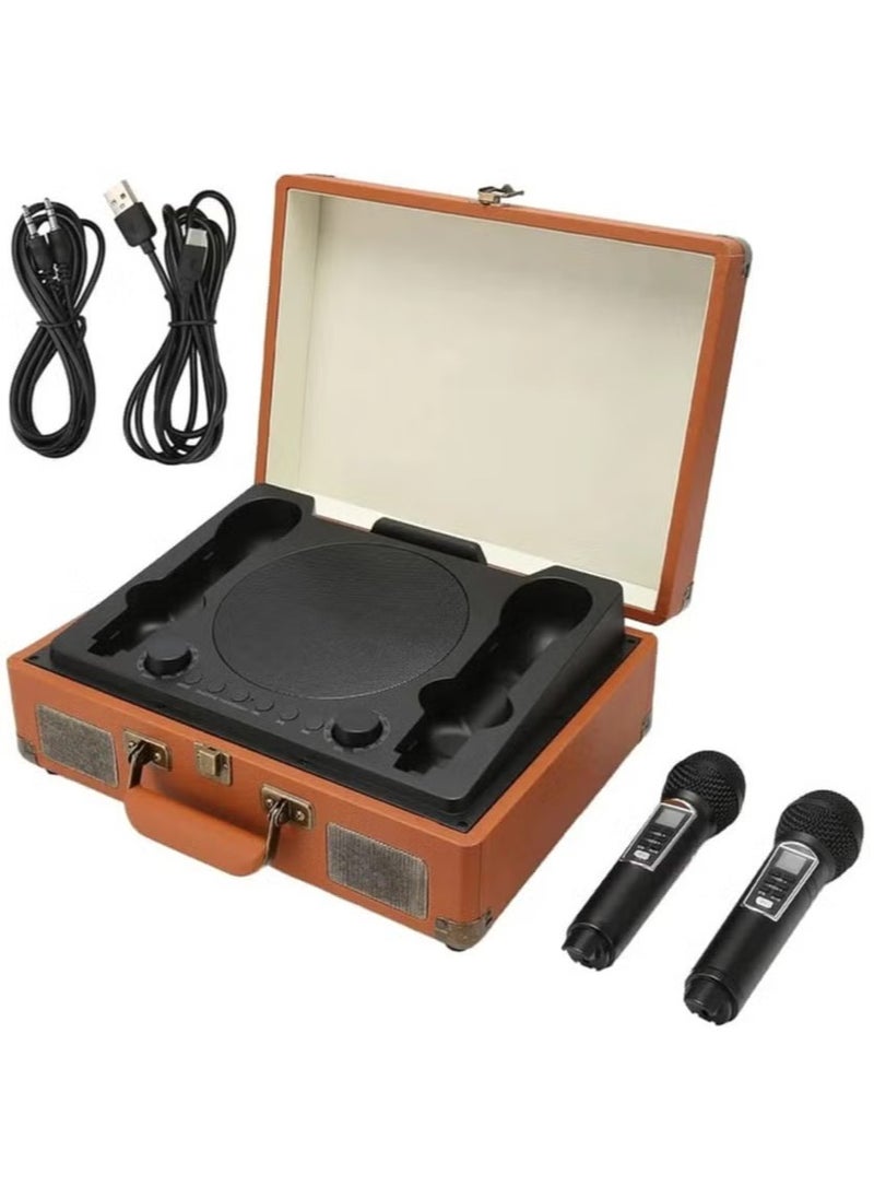 Karaoke Bluetooth Speaker with 2 Microphones – Suitcase Design, SW01 – Portable, High-Quality Sound, LED Lights, Rechargeable Battery, Perfect for Parties, Singing, and Entertainment on the Go.