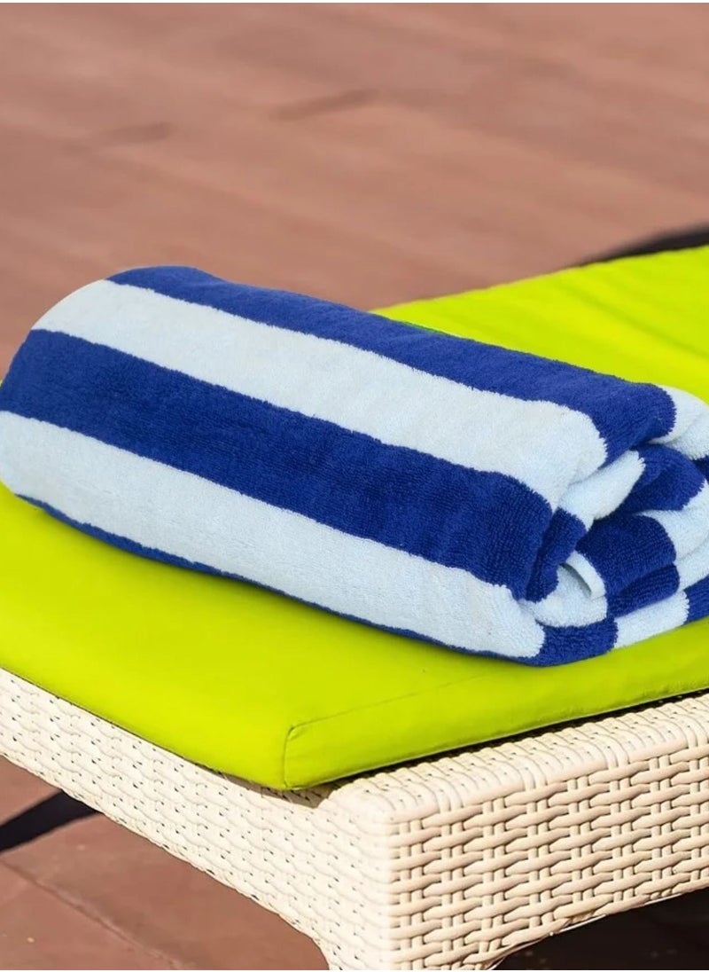 Oversized Beach Towels- Extra Large 100% Organic Cotton Summer Pool Cabana Stripe, Highly Absorbent & Soft Towel Set