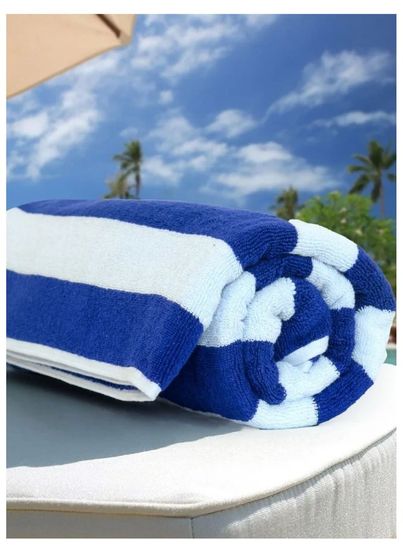 Oversized Beach Towels- Extra Large 100% Organic Cotton Summer Pool Cabana Stripe, Highly Absorbent & Soft Towel Set