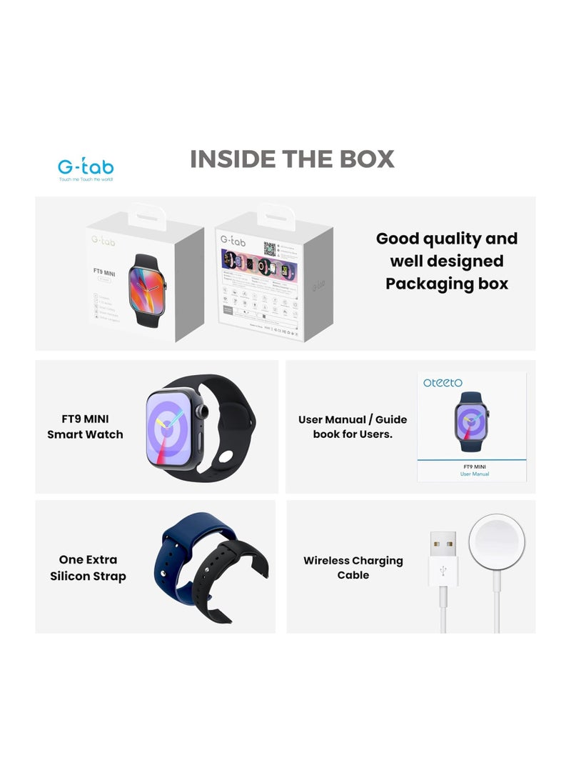 GS9 Mini 41mm AMOLED Display Smart Watch With IP68 Waterproof 250 mAh Battery and Wireless Charger Designed For Ladies and Gents Silver