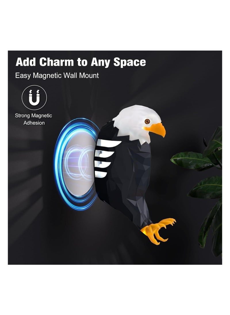 Magnetic Bald Eagle LED Wall Light with Remote Control – USB Charging, Battery Operated, and Removable for Indoor Use