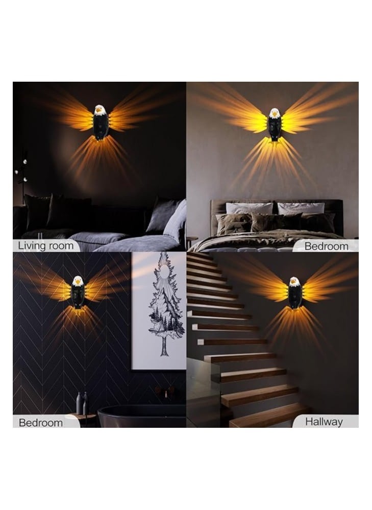 Magnetic Bald Eagle LED Wall Light with Remote Control – USB Charging, Battery Operated, and Removable for Indoor Use