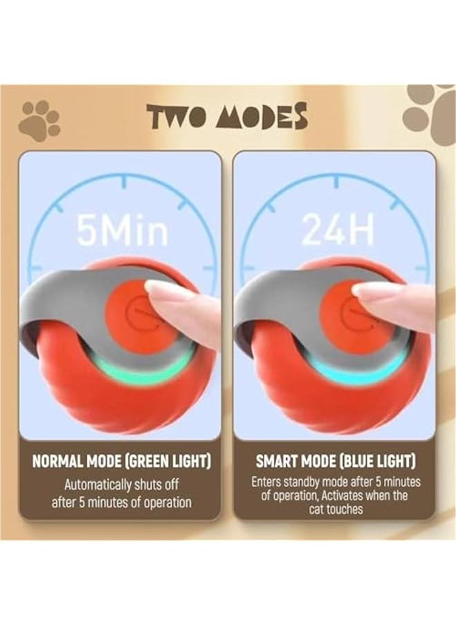 Interactive Cat Ball Toy, 2024 Cat Rolling Ball Touch Motion Activated Rolling Ball with Type C Cord and Tail Interactive Cat Toy Balls for Indoor and Outdoor Cats Dogs Cat Toys (Blue, 2Pack)