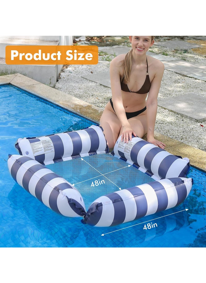 Inflatable Pool Float Chair Lounge for Adults and Kids Floating,Stripe Pattern Float Hammock for Pool Party Summer Water Fun Blue