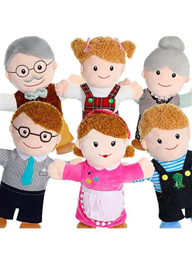 6 Pieces Hand Puppet Set 11.8 Inch Family Members Puppets Theater Mother, Father, Son, Daughter and Grandparents for Storytelling, Teaching, Preschool, Role Play(Basic Style)