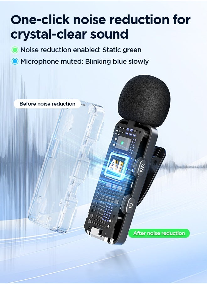 BOYA BY-V3 wireless microphone with charging case, noise cancelling lavalier microphone, mini microphone with 100M transmission, used for recording TikTok, YouTube content, creators, live broadcasts, interviews, recordings, iPhone, Android, smartphone, DSLR camera, laptop