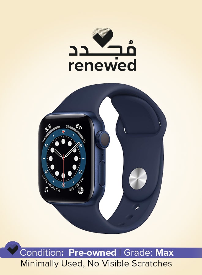 Renewed - Watch Series 6 GPS 40mm Aluminum Case With Deep Navy Sport Band Blue