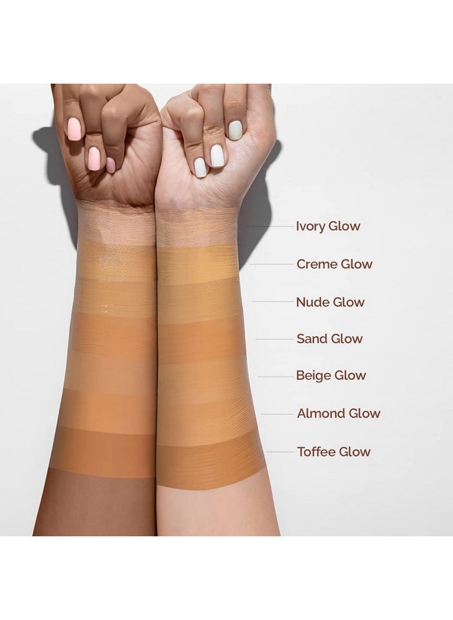 Mamaearth Glow Serum Matte Liquid Foundation Medium Coverage For All Skin Types With Vitamin C & Turmeric For 12-Hour Long Stay- 02 Crème Glow - 30 Ml, Pack Of 1