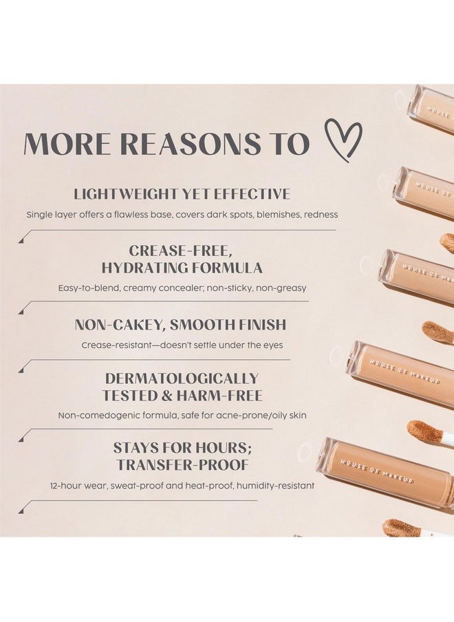 House Of Makeup Matte Concealer for Dark Circles, Pigmentation | Non-Crease, Non-Cakey | Long Wear, Waterproof, Sweat-proof | Full Coverage Concealer for Oily Skin | For Face Makeup | 6 ML (F01 - Fair Skin Tone)
