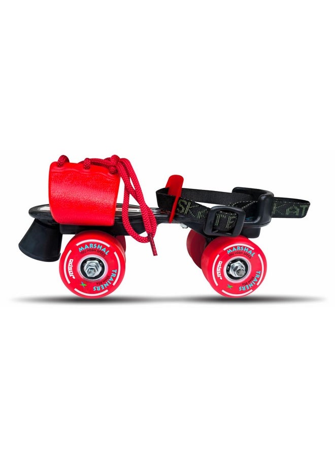 jaspo Marshal Trainers Adjustable Roller Skates Combo (Skates + Helmet + Knee & Elbow Guards), For Age Group 6 To 14 Years, Academy & School Level Skating, Unisex_Youth, Speed_Wheel (Red)