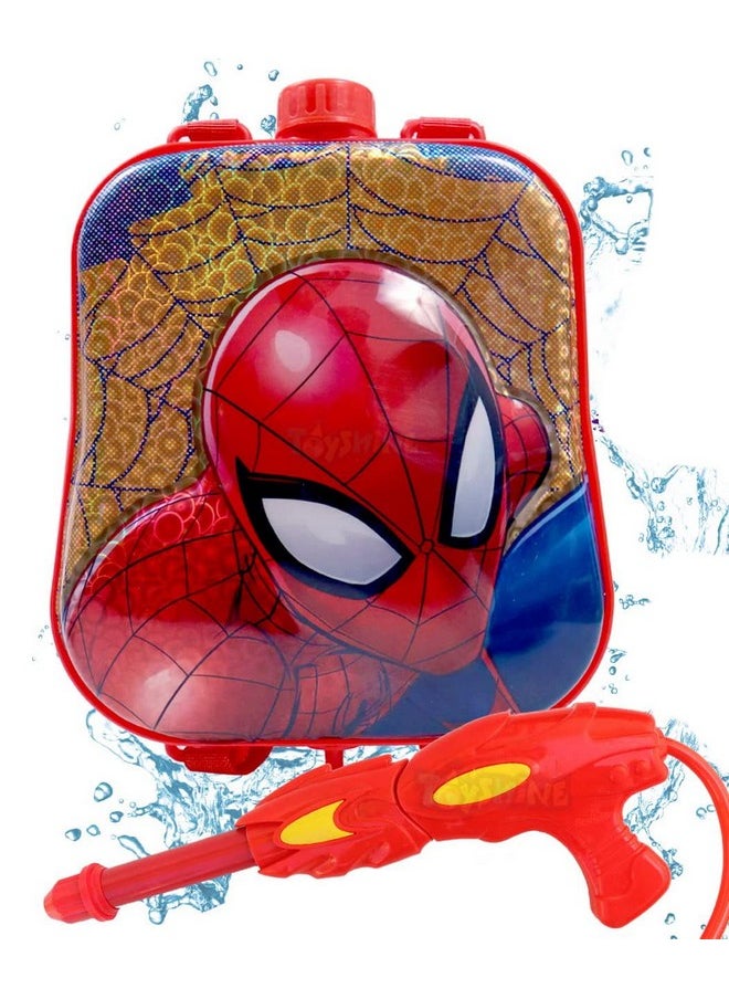 Toyshine Holi Water Toy Gun with Pressure Mechanism for Long Throw, Back Holding Tank, Back Holding Tank, 3.0 L, Spidy, Multi Color - Red