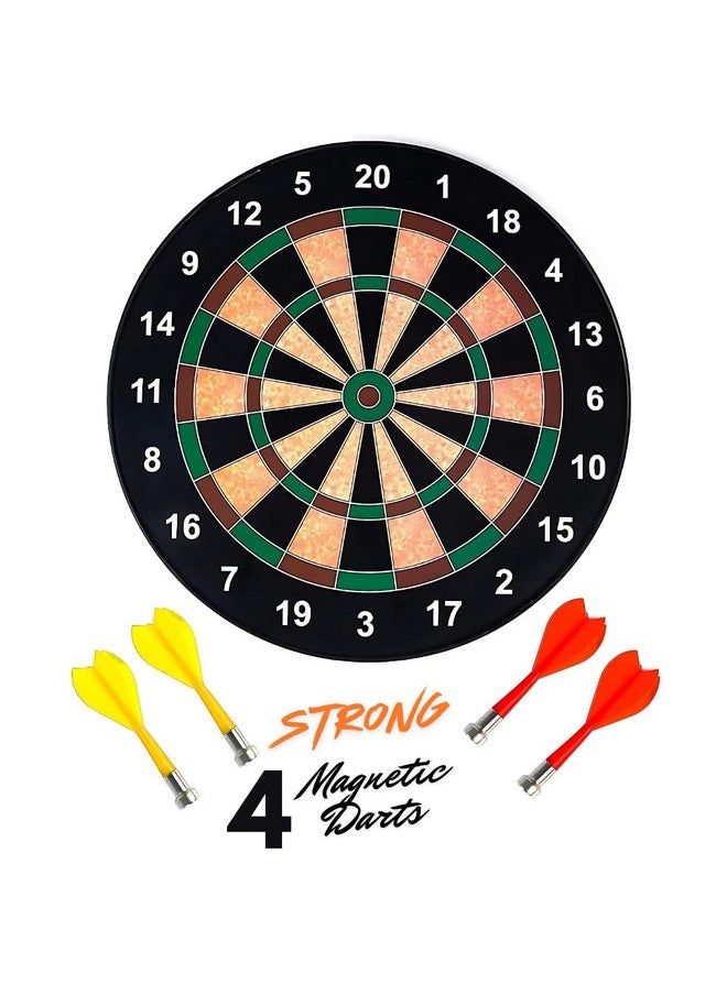 Storio Premium Magnetic Dart Board with 4 Darts - Fun Indoor and Outdoor Dart Game Set Toys for All Ages Kids, Boys and Girls - 15 Inch