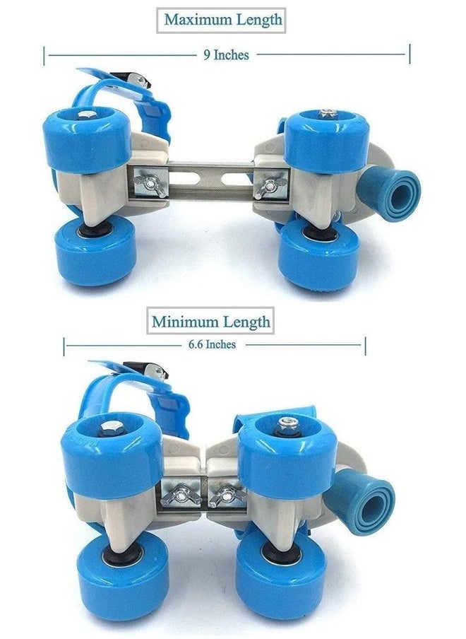 FAMOUS QUALITY Adjustable Indoor/Outdoor Quad Dry Inline_Skate_Wheel Roller Skates For Girls And Boys;Age Group 5-12 Years; Metal Plastic, Blue