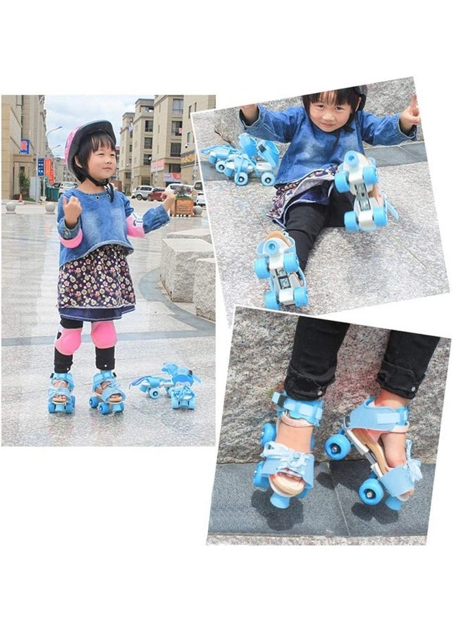 FAMOUS QUALITY Adjustable Indoor/Outdoor Quad Dry Inline_Skate_Wheel Roller Skates For Girls And Boys;Age Group 5-12 Years; Metal Plastic, Blue