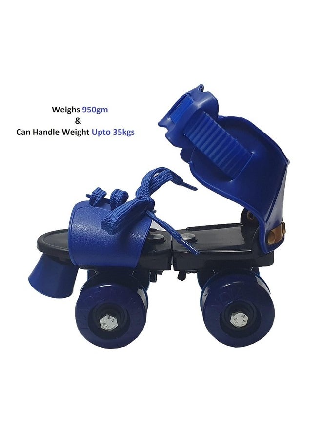 FAMOUS QUALITY Adjustable Indoor/Outdoor Quad Dry Inline_Skate_Wheel Roller Skates For Girls And Boys;Age Group 5-12 Years; Metal Plastic, Blue