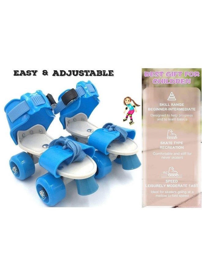 FAMOUS QUALITY Adjustable Indoor/Outdoor Quad Dry Inline_Skate_Wheel Roller Skates For Girls And Boys;Age Group 5-12 Years; Metal Plastic, Blue
