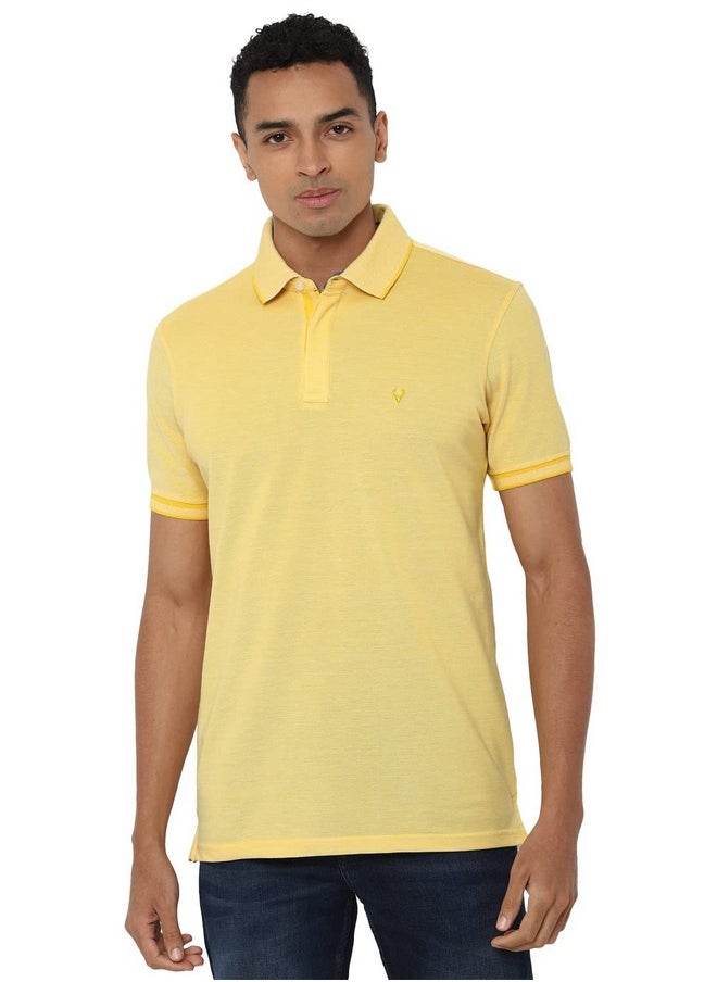 Allen Solly Men's Regular Fit Polo (ASKPQRGF496080_Yellow_M)