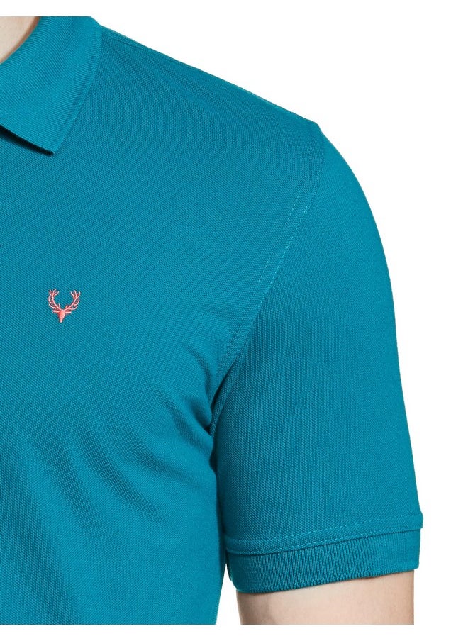 Allen Solly Men Sea Green Regular Fit Polo(AMKP317G04248_Sea Green_XL)