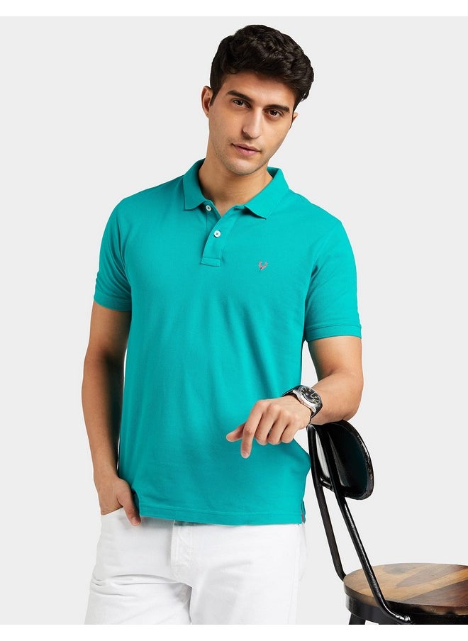 Allen Solly Men Sea Green Regular Fit Polo(AMKP317G04248_Sea Green_XL)