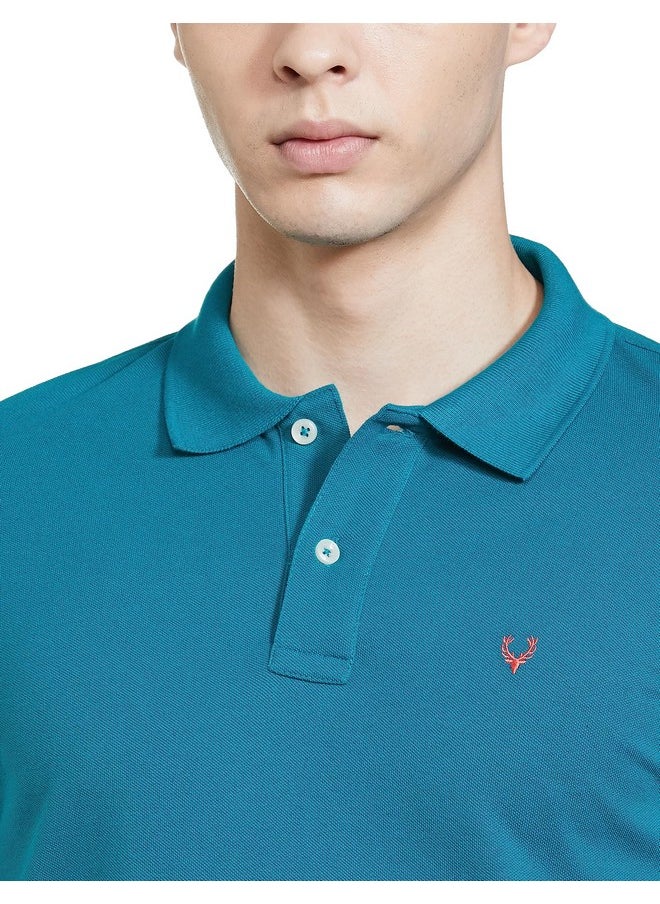 Allen Solly Men Sea Green Regular Fit Polo(AMKP317G04248_Sea Green_XL)
