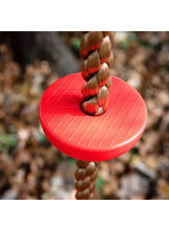 Toy Park Swing Climbing Rope with Platform, Hanging disc, Indoor & Outdoor Swingset Jhula Climber for Kids, Stand, Swing & Climb, 80 inches High- Red Color