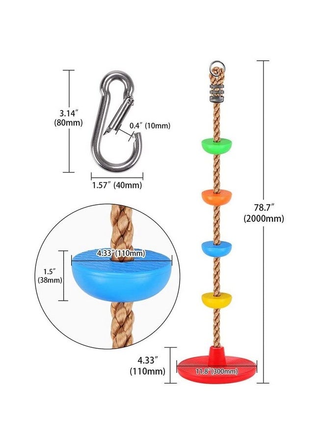Toy Park Swing Climbing Rope with Platform, Hanging disc, Indoor & Outdoor Swingset Jhula Climber for Kids, Stand, Swing & Climb, 80 inches High- Red Color