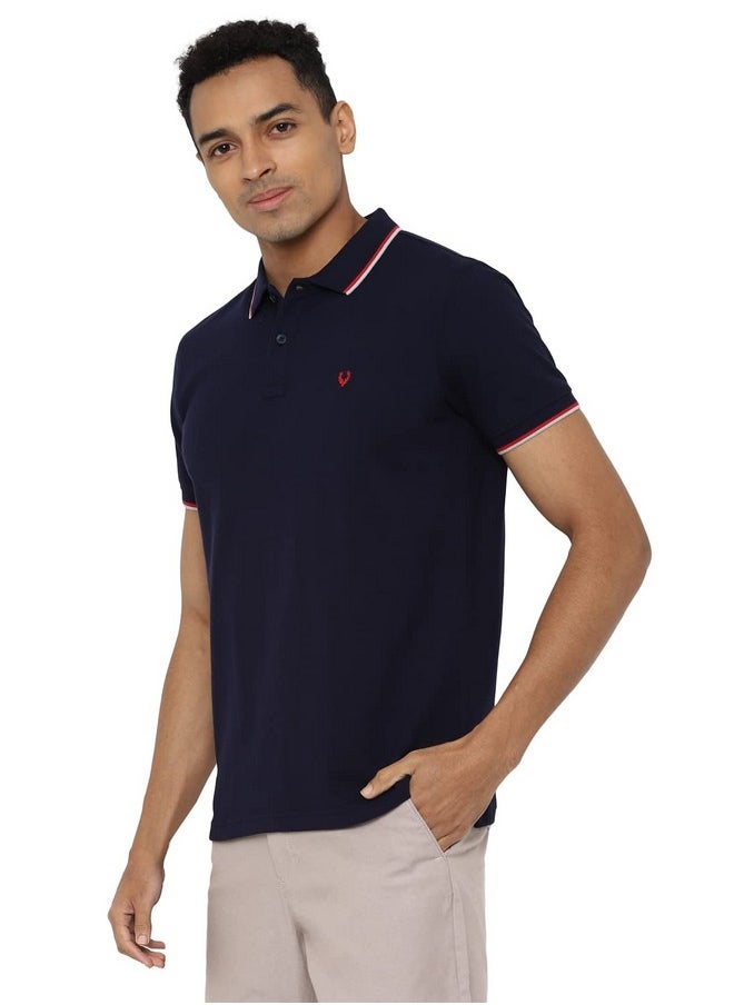 Allen Solly Men Solid Regular Fit T-Shirt(Askpqrgfw82524_Navy_M)