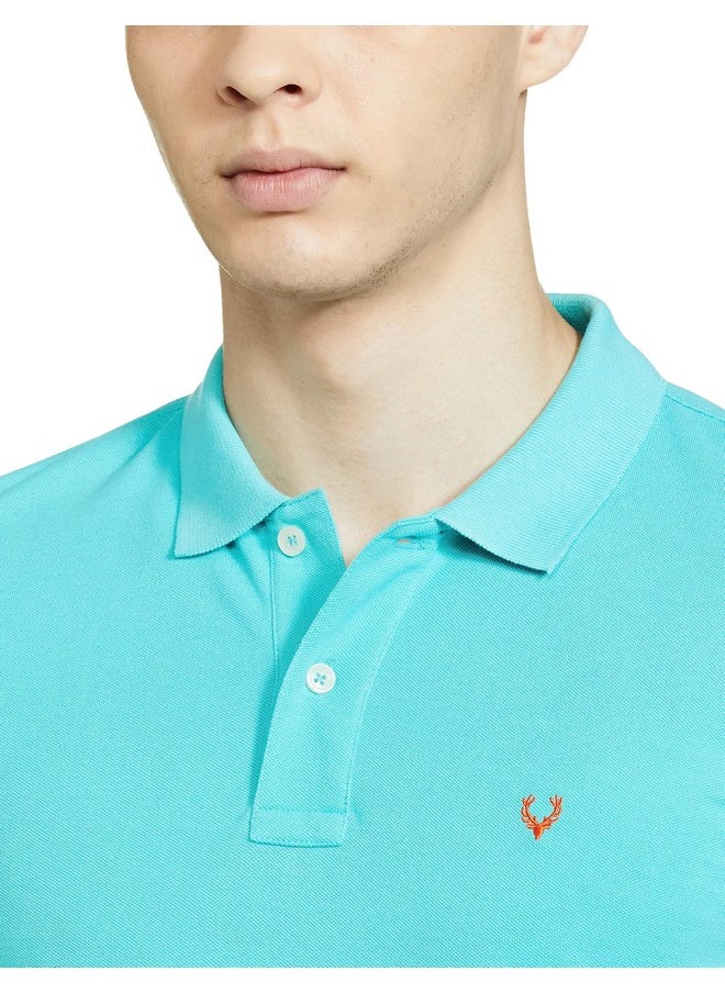 Allen Solly Men's Solid Regular Fit Polo (AMKP317G04239_Mint L)
