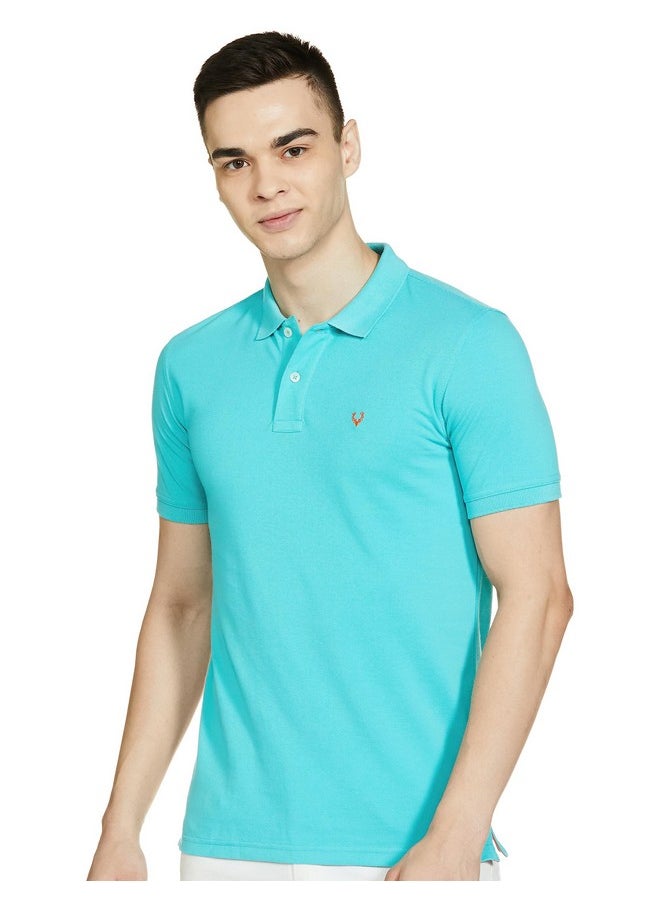 Allen Solly Men's Solid Regular Fit Polo (AMKP317G04239_Mint L)