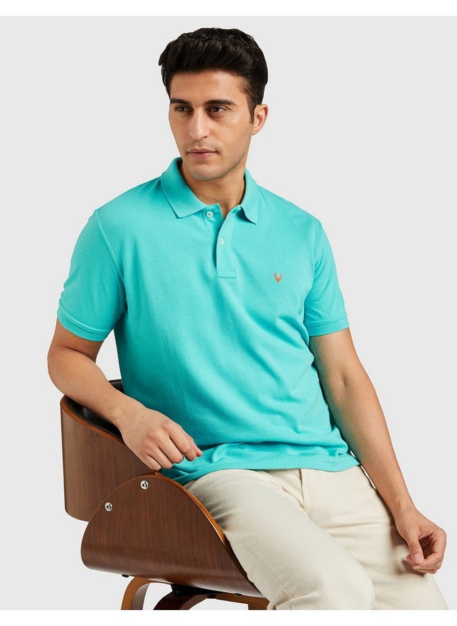 Allen Solly Men's Solid Regular Fit Polo (AMKP317G04239_Mint L)