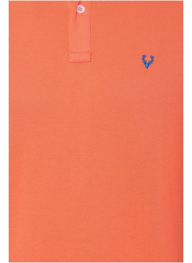 Allen Solly ASKPQRGF759748 Men's plain Regular Fit Polo Shirt (Peach L)