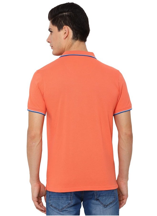 Allen Solly ASKPQRGF759748 Men's plain Regular Fit Polo Shirt (Peach L)