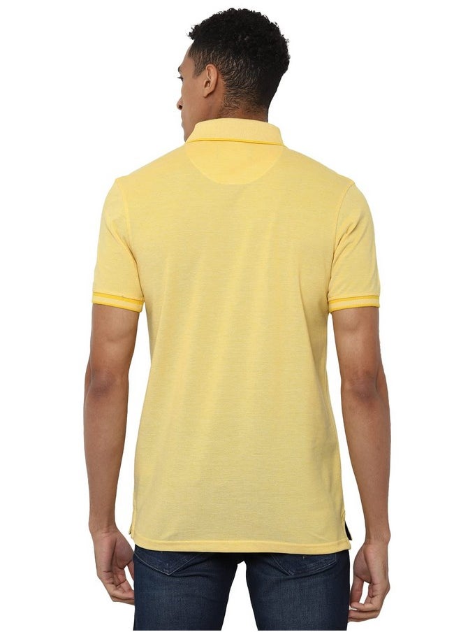 Allen Solly Men's Solid Regular Fit Polo (ASKPQRGF496080_Yellow XL)