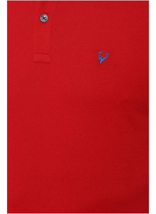 Allen Solly Men's Solid Regular Fit Polo (ASKPQRGFM50454_Red L)