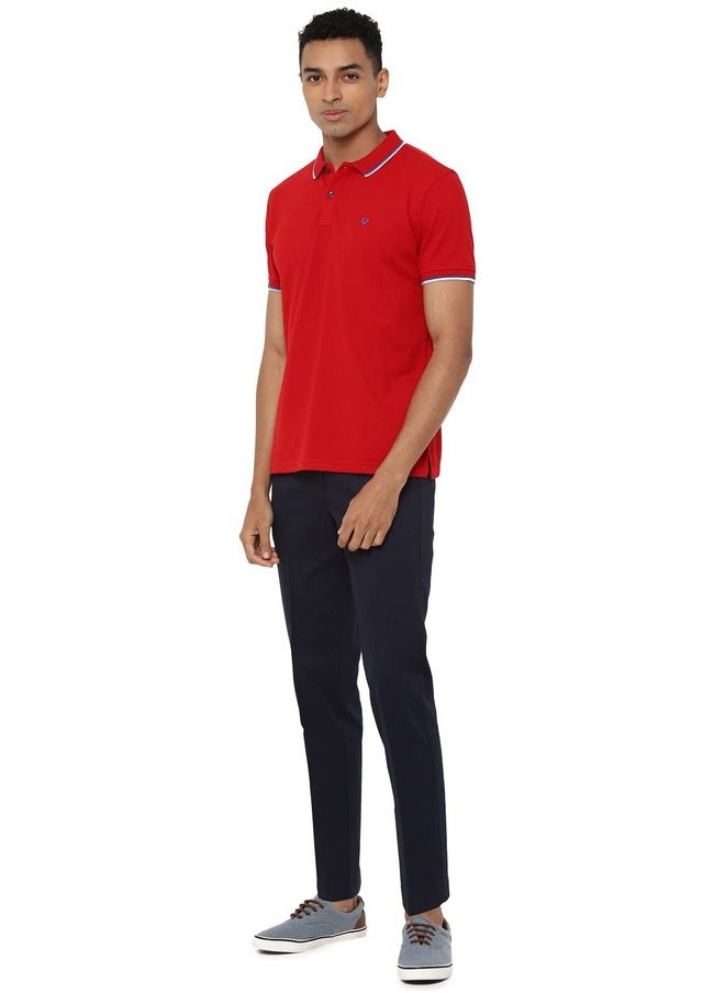 Allen Solly Men's Solid Regular Fit Polo (ASKPQRGFM50454_Red L)